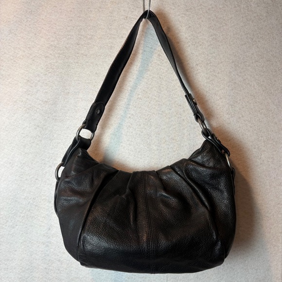Black Leather Hobo Shoulder Bag Purse Blue Lining Simply Vera Vera Wang - Picture 6 of 8